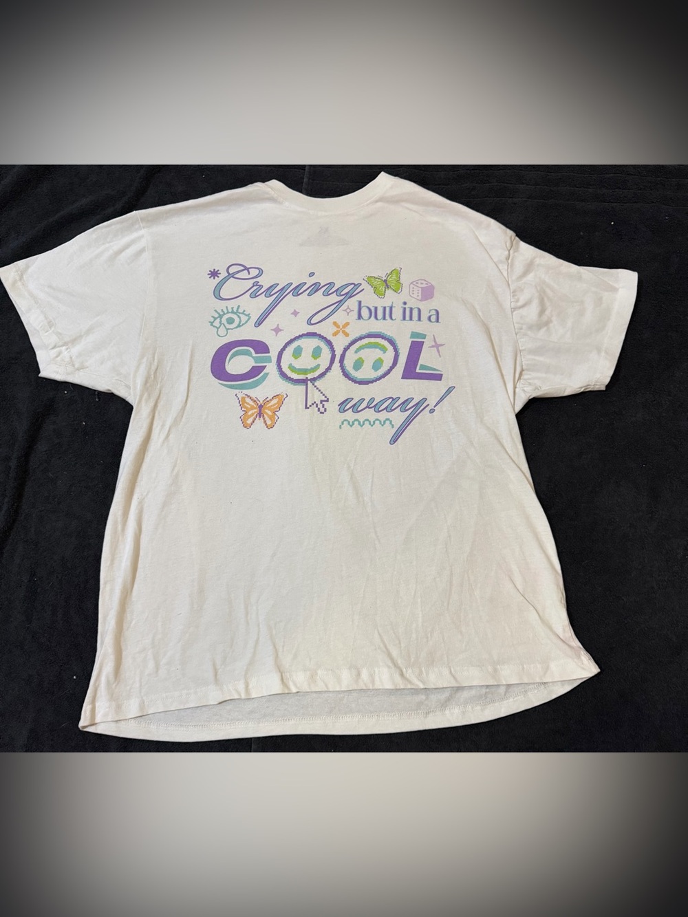 Girls' White Graphic Tee - 'Crying but in a Cool Way'